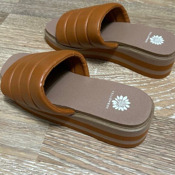 YELLOW BOX NWOB Arber Platform Wedge Sandals Rust Brown Size 7.5 - Picture 7 of 10